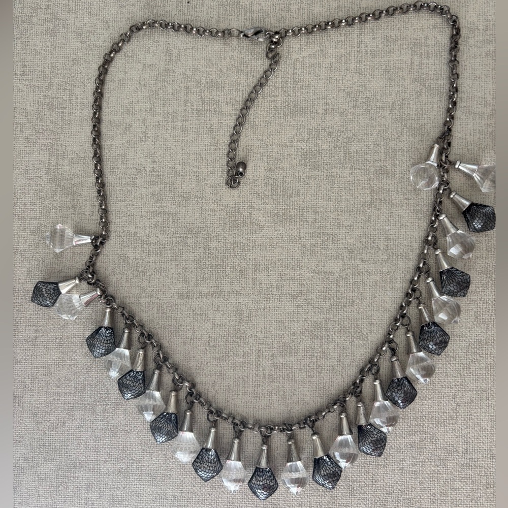 Bohemian Silver and Black Charm Necklace